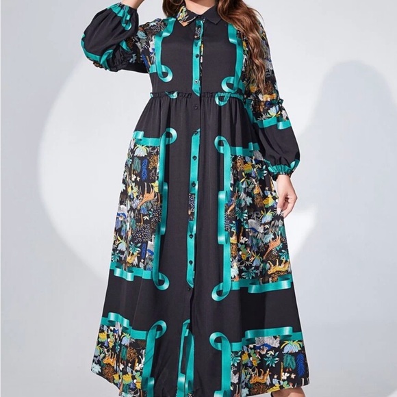 Floral Black and Green Maxi Dress - Picture 2 of 7